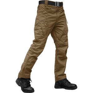 image:imageTACVASEN Mens Tactical Pants Waterproof Hiking Work Pants for Men Construction Stretch Cargo Trousers 9 PocketsBrown