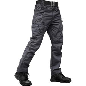 image:imageTACVASEN Mens Tactical Pants Waterproof Hiking Work Pants for Men Construction Stretch Cargo Trousers 9 PocketsGray