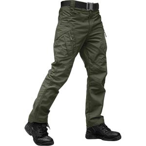 image:imageTACVASEN Mens Tactical Pants Waterproof Hiking Work Pants for Men Construction Stretch Cargo Trousers 9 PocketsGreen