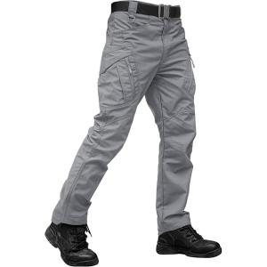 image:imageTACVASEN Mens Tactical Pants Waterproof Hiking Work Pants for Men Construction Stretch Cargo Trousers 9 PocketsLight Grey