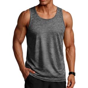 image:imageTACVASEN Mens Tank Tops Quick Dry Sleeveless Workout Muscle Shirt Athletic Bodybuilding Gym Performance Tee Shirts05 Dark Grey
