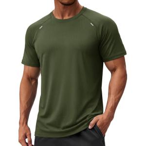 image:imageTACVASEN Mens Workout Shirts Athletic Dry Fit Mesh Short Sleeve Shirts Moisture Wicking Running Performance Gym Tee03 Army Green