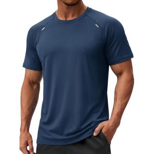 image:imageTACVASEN Mens Workout Shirts Athletic Dry Fit Mesh Short Sleeve Shirts Moisture Wicking Running Performance Gym Tee07 Blue Grey