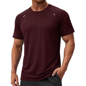 image:imageTACVASEN Mens Workout Shirts Athletic Dry Fit Mesh Short Sleeve Shirts Moisture Wicking Running Performance Gym Tee08 Wine Red