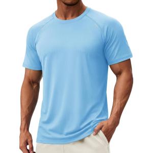 image:imageTACVASEN Mens Workout Shirts Athletic Dry Fit Mesh Short Sleeve Shirts Moisture Wicking Running Performance Gym Tee13 Light Sky Blue