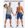 image:imageTACVASEN Mens Athletic Workout Shorts with Zipper Pockets 7 Quick Dry Gym Running Shorts Summer Casual HikingBlue Grey