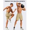 image:imageTACVASEN Mens Athletic Workout Shorts with Zipper Pockets 7 Quick Dry Gym Running Shorts Summer Casual HikingKhaki