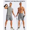 image:imageTACVASEN Mens Athletic Workout Shorts with Zipper Pockets 7 Quick Dry Gym Running Shorts Summer Casual HikingLight Grey