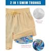 image:imageTACVASEN Mens Swim Trunks with Compression Liner 7 Inch Bathing Suit Board Shorts Quick Dry with Mesh PocketsCyellow