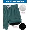image:imageTACVASEN Mens Swim Trunks with Compression Liner 7 Inch Bathing Suit Board Shorts Quick Dry with Mesh PocketsEgreen