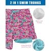 image:imageTACVASEN Mens Swim Trunks with Compression Liner 7 Inch Bathing Suit Board Shorts Quick Dry with Mesh PocketsPinkfloral