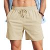 image:imageTACVASEN Mens Corduroy Shorts Casual 6 Inch Inseam Elastic Waist Drawstring Lightweight Summer Beach Shorts with PocketsApricot