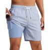 image:imageTACVASEN Mens Swim Trunks with Compression Liner 7 Inch Bathing Suit Board Shorts Quick Dry with Mesh PocketsBlue Stripe