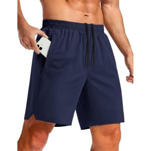 image:imageTACVASEN Mens Athletic Workout Shorts with Zipper Pockets 7 Quick Dry Gym Running Shorts Summer Casual HikingNavy