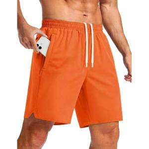 image:imageTACVASEN Mens Athletic Workout Shorts with Zipper Pockets 7 Quick Dry Gym Running Shorts Summer Casual HikingOrange