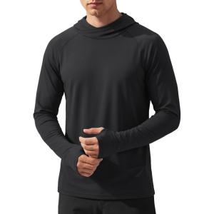 image:imageTACVASEN Mens Sun Shirts UPF 50 Lightweight Fishing Sun Hoodie Long Sleeve UV SPF Swim Shirt Hiking Rash GuardBlack