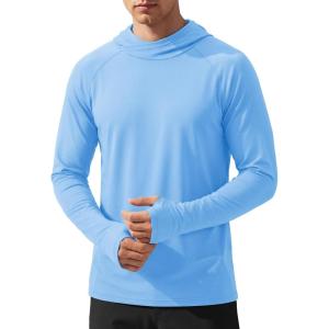 image:imageTACVASEN Mens Sun Shirts UPF 50 Lightweight Fishing Sun Hoodie Long Sleeve UV SPF Swim Shirt Hiking Rash GuardWaterfall Blue