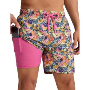 image:imageTACVASEN Mens Swim Trunks with Compression Liner 7 Inch Bathing Suit Board Shorts Quick Dry with Mesh PocketsTfruit