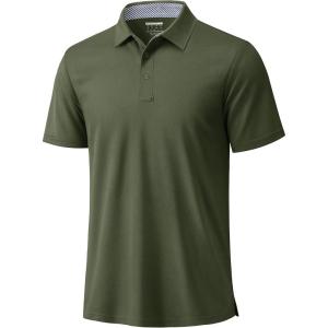 image:imageTACVASEN Polo Shirts for Men Short Sleeve Golf Polos Dry Fit Moisture Wicking Collared Shirt Athletic Performance CasualArmygreen