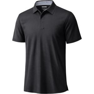 image:imageTACVASEN Polo Shirts for Men Short Sleeve Golf Polos Dry Fit Moisture Wicking Collared Shirt Athletic Performance CasualBlack