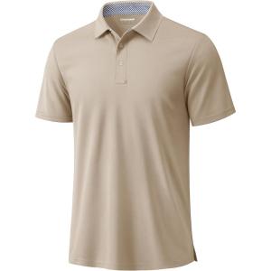 image:imageTACVASEN Polo Shirts for Men Short Sleeve Golf Polos Dry Fit Moisture Wicking Collared Shirt Athletic Performance CasualKhaki
