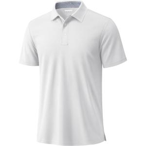 image:imageTACVASEN Polo Shirts for Men Short Sleeve Golf Polos Dry Fit Moisture Wicking Collared Shirt Athletic Performance CasualWhite