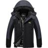 image:imageTACVASEN Ski Jacket for Men Winter Warm Windproof Rain Jacket Hooded Snow Coat Black Grey L