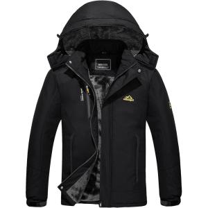 image:imageTACVASEN Mens Skiing Jacket Windproof Winter Snowboard Coat Waterproof Raincoat Zip Up Black XL