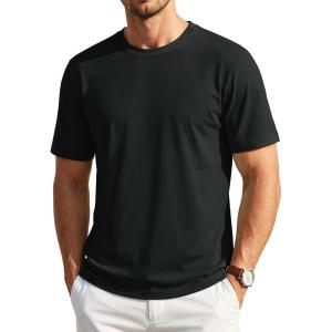 image:imageTACVASEN Mens TShirts UPF 80 Short Sleeve Crew Neck Soft Lightweight Moisture Wicking Summer Casual Basic Plain Tee01 Black