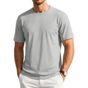 image:imageTACVASEN Mens TShirts UPF 80 Short Sleeve Crew Neck Soft Lightweight Moisture Wicking Summer Casual Basic Plain Tee04 Light Grey