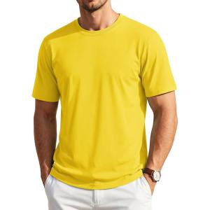 image:imageTACVASEN Mens TShirts UPF 80 Short Sleeve Crew Neck Soft Lightweight Moisture Wicking Summer Casual Basic Plain Tee08 Yellow