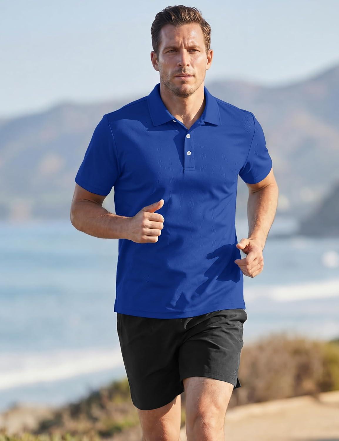 image:imageTACVASEN Mens Golf Shirt Dry Fit Mens Polo Shirts Short Sleeve Performance Golf Polos for Men with Collar Work Shirts15color Blue