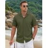 image:imageTACVASEN Mens Short Sleeve Button Down Shirt Casual Cuban Guayabera Shirt Summer Beach Vacation ShirtsArmy Green