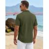 image:imageTACVASEN Mens Short Sleeve Button Down Shirt Casual Cuban Guayabera Shirt Summer Beach Vacation ShirtsArmy Green