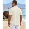 image:imageTACVASEN Mens Short Sleeve Button Down Shirt Casual Cuban Guayabera Shirt Summer Beach Vacation ShirtsBeige White