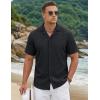 image:imageTACVASEN Mens Short Sleeve Button Down Shirt Casual Cuban Guayabera Shirt Summer Beach Vacation ShirtsBlack