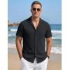 image:imageTACVASEN Mens Short Sleeve Button Down Shirt Casual Cuban Guayabera Shirt Summer Beach Vacation ShirtsBlack