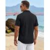 image:imageTACVASEN Mens Short Sleeve Button Down Shirt Casual Cuban Guayabera Shirt Summer Beach Vacation ShirtsBlack