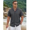 image:imageTACVASEN Mens Short Sleeve Button Down Shirt Casual Cuban Guayabera Shirt Summer Beach Vacation ShirtsDark Grey