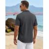 image:imageTACVASEN Mens Short Sleeve Button Down Shirt Casual Cuban Guayabera Shirt Summer Beach Vacation ShirtsDark Grey