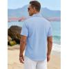 image:imageTACVASEN Mens Short Sleeve Button Down Shirt Casual Cuban Guayabera Shirt Summer Beach Vacation ShirtsLight Blue