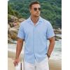 image:imageTACVASEN Mens Short Sleeve Button Down Shirt Casual Cuban Guayabera Shirt Summer Beach Vacation ShirtsLight Blue