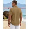 image:imageTACVASEN Mens Short Sleeve Button Down Shirt Casual Cuban Guayabera Shirt Summer Beach Vacation ShirtsLight Coffee