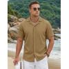 image:imageTACVASEN Mens Short Sleeve Button Down Shirt Casual Cuban Guayabera Shirt Summer Beach Vacation ShirtsLight Coffee