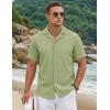 image:imageTACVASEN Mens Short Sleeve Button Down Shirt Casual Cuban Guayabera Shirt Summer Beach Vacation ShirtsSoygreen