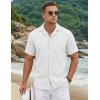 image:imageTACVASEN Mens Short Sleeve Button Down Shirt Casual Cuban Guayabera Shirt Summer Beach Vacation ShirtsWhite
