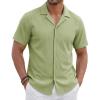image:imageTACVASEN Mens Short Sleeve Button Down Shirt Casual Cuban Guayabera Shirt Summer Beach Vacation ShirtsSoygreen