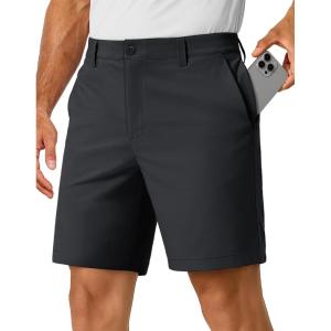 image:imageTACVASEN Mens 7 Golf Casual Shorts with 6 Pockets Stretch Lightweight Dress Work Short Flat Front Quick Dry for Summer01 Black
