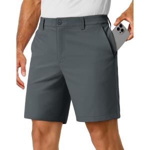 image:imageTACVASEN Mens 7 Golf Casual Shorts with 6 Pockets Stretch Lightweight Dress Work Short Flat Front Quick Dry for Summer02 Dark Grey