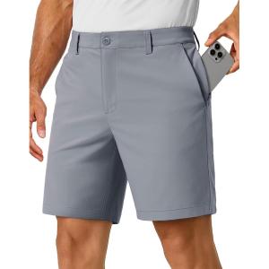 image:imageTACVASEN Mens 7 Golf Casual Shorts with 6 Pockets Stretch Lightweight Dress Work Short Flat Front Quick Dry for Summer04 Light Grey